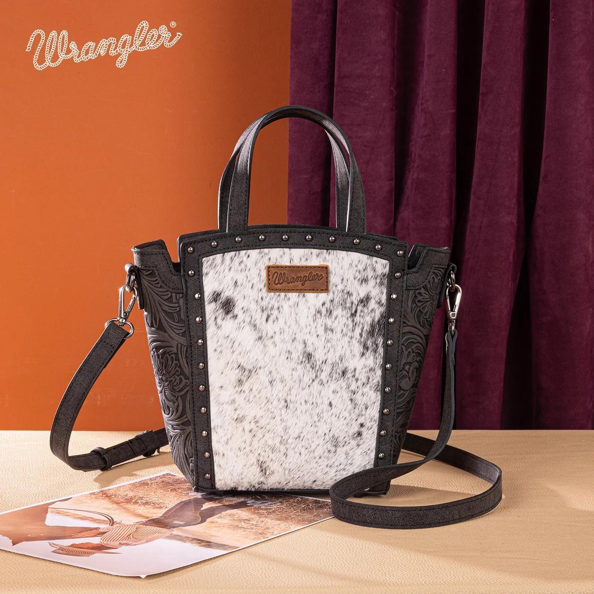 Wrangler Genuine Hair-On Cowhide Wide Tote/Crossbody