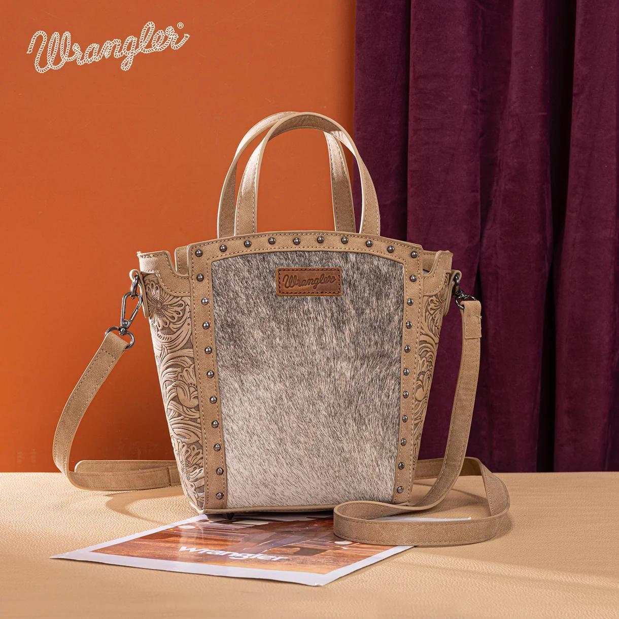 Wrangler Genuine Hair-On Cowhide Wide Tote/Crossbody