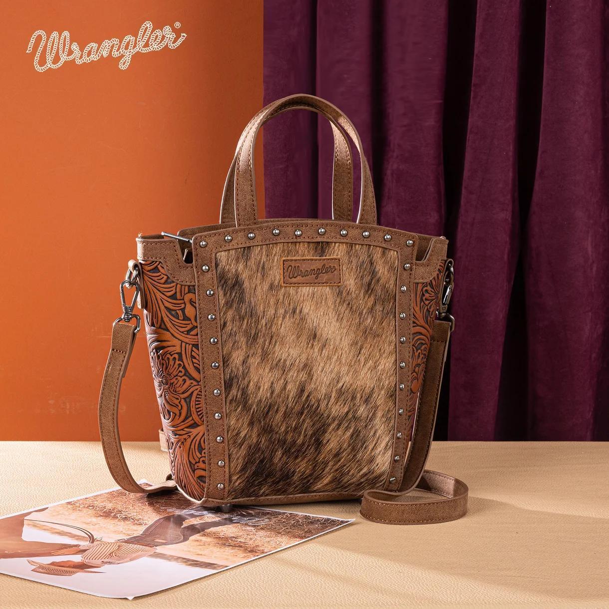 Wrangler Genuine Hair-On Cowhide Wide Tote/Crossbody